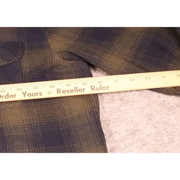 Tallwoods Filmore Flannel Shirt Mens Medium Olive Green Navy Blue Plaid - Picture 5 of 6